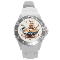 Ai Generated Noodles Pirate Chinese Food Food Round Plastic Sport Watch (l) by danenraven