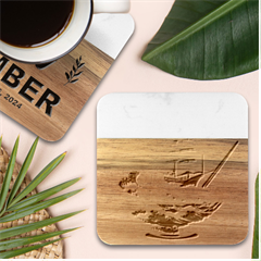 Ai Generated Noodles Pirate Chinese Food Food Marble Wood Coaster (square) by danenraven