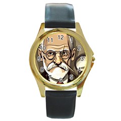 Ai Generated Psychotherapist Psychology Therapy Round Gold Metal Watch by danenraven