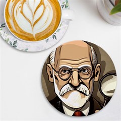 Ai Generated Psychotherapist Psychology Therapy Uv Print Round Tile Coaster by danenraven