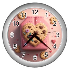 Cookies Valentine Heart Holiday Gift Love Wall Clock (silver) by danenraven