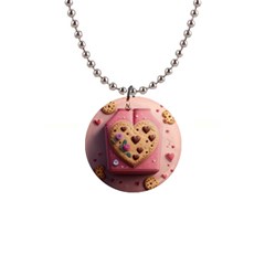 Cookies Valentine Heart Holiday Gift Love 1  Button Necklace by danenraven