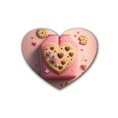 Cookies Valentine Heart Holiday Gift Love Rubber Heart Coaster (4 Pack) by danenraven