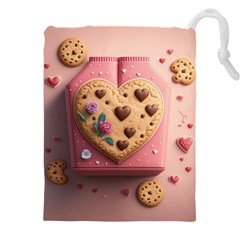 Cookies Valentine Heart Holiday Gift Love Drawstring Pouch (5xl) by danenraven