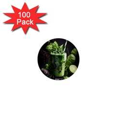 Ai Generated Drink Spinach Smooth Apple Ginger 1  Mini Buttons (100 Pack)  by danenraven