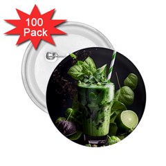 Ai Generated Drink Spinach Smooth Apple Ginger 2 25  Buttons (100 Pack)  by danenraven