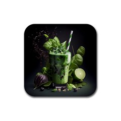 Ai Generated Drink Spinach Smooth Apple Ginger Rubber Coaster (square) by danenraven