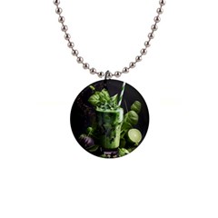 Ai Generated Drink Spinach Smooth Apple Ginger 1  Button Necklace by danenraven