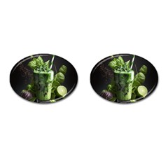 Ai Generated Drink Spinach Smooth Apple Ginger Cufflinks (oval) by danenraven