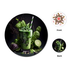 Ai Generated Drink Spinach Smooth Apple Ginger Playing Cards Single Design (round) by danenraven