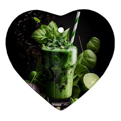 Ai Generated Drink Spinach Smooth Apple Ginger Heart Ornament (two Sides) by danenraven