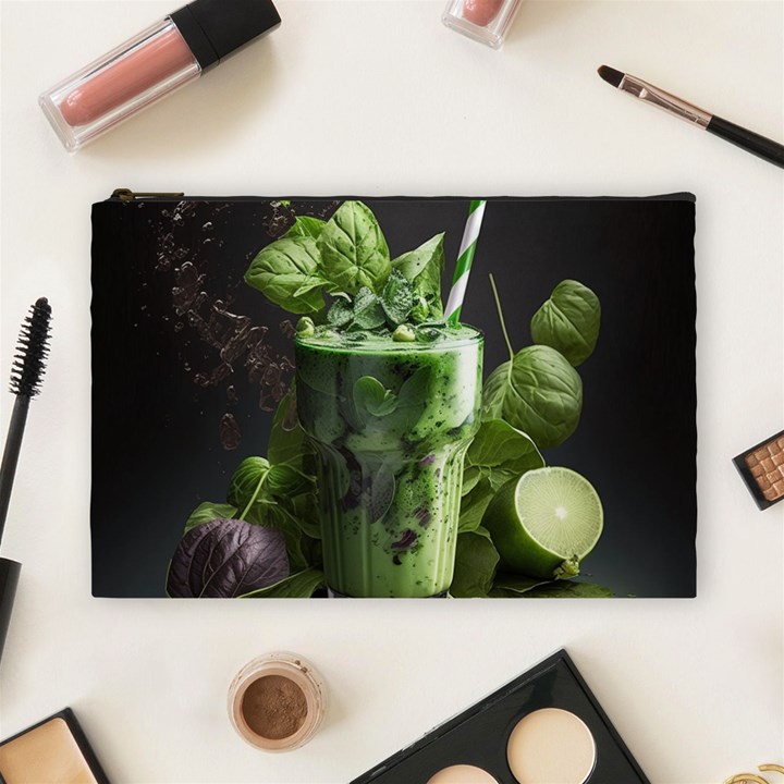 Ai Generated Drink Spinach Smooth Apple Ginger Cosmetic Bag (Large)