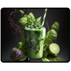 Ai Generated Drink Spinach Smooth Apple Ginger One Side Fleece Blanket (medium) by danenraven