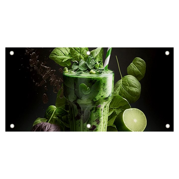 Ai Generated Drink Spinach Smooth Apple Ginger Banner and Sign 6  x 3 