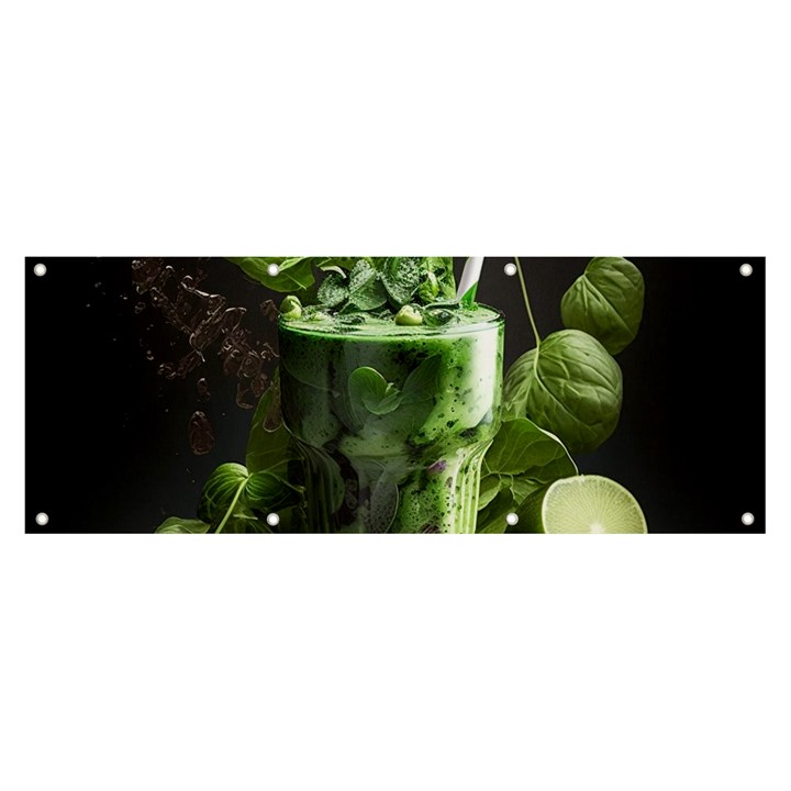 Ai Generated Drink Spinach Smooth Apple Ginger Banner and Sign 8  x 3 