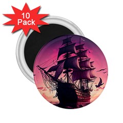 Ship Pirate Adventure Landscape Ocean Sun Heaven 2.25  Magnets (10 pack) 