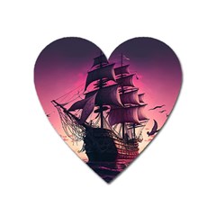 Ship Pirate Adventure Landscape Ocean Sun Heaven Heart Magnet by danenraven