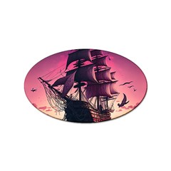 Ship Pirate Adventure Landscape Ocean Sun Heaven Sticker Oval (10 pack)