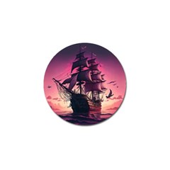 Ship Pirate Adventure Landscape Ocean Sun Heaven Golf Ball Marker by danenraven