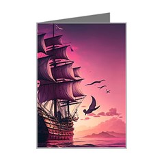 Ship Pirate Adventure Landscape Ocean Sun Heaven Mini Greeting Card