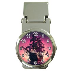 Ship Pirate Adventure Landscape Ocean Sun Heaven Money Clip Watches