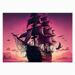 Ship Pirate Adventure Landscape Ocean Sun Heaven Large Glasses Cloth