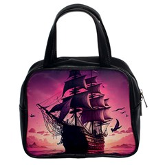 Ship Pirate Adventure Landscape Ocean Sun Heaven Classic Handbag (Two Sides)