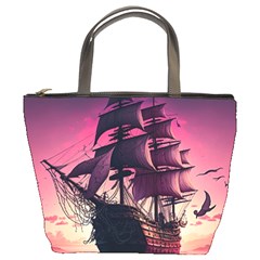 Ship Pirate Adventure Landscape Ocean Sun Heaven Bucket Bag