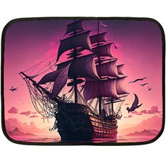 Ship Pirate Adventure Landscape Ocean Sun Heaven One Side Fleece Blanket (Mini)