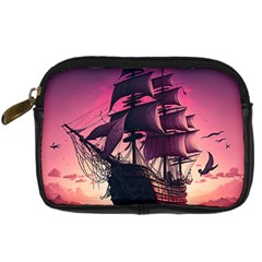 Ship Pirate Adventure Landscape Ocean Sun Heaven Digital Camera Leather Case