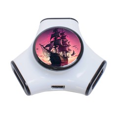 Ship Pirate Adventure Landscape Ocean Sun Heaven 3-Port USB Hub