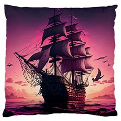 Ship Pirate Adventure Landscape Ocean Sun Heaven Large Cushion Case (One Side)