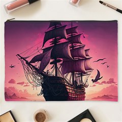 Ship Pirate Adventure Landscape Ocean Sun Heaven Cosmetic Bag (XXXL)