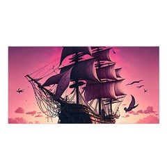 Ship Pirate Adventure Landscape Ocean Sun Heaven Satin Shawl 45  x 80 