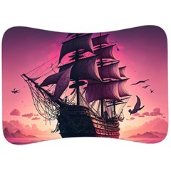 Ship Pirate Adventure Landscape Ocean Sun Heaven Velour Seat Head Rest Cushion