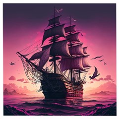 Ship Pirate Adventure Landscape Ocean Sun Heaven Wooden Puzzle Square