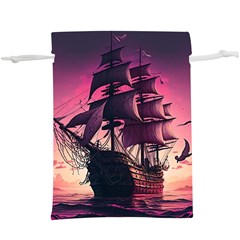 Ship Pirate Adventure Landscape Ocean Sun Heaven Lightweight Drawstring Pouch (XL)