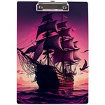 Ship Pirate Adventure Landscape Ocean Sun Heaven A4 Acrylic Clipboard Front