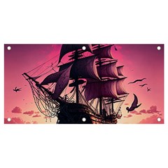 Ship Pirate Adventure Landscape Ocean Sun Heaven Banner And Sign 4  X 2  by danenraven