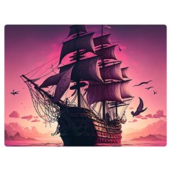 Ship Pirate Adventure Landscape Ocean Sun Heaven Premium Plush Fleece Blanket (Extra Small)