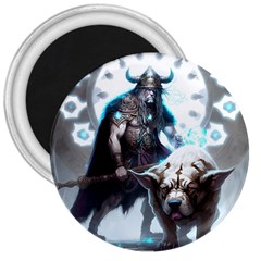 Ai Generated Viking God Fantasy Dog Norse Man 3  Magnets by danenraven