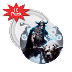 Ai Generated Viking God Fantasy Dog Norse Man 2 25  Buttons (10 Pack)  by danenraven