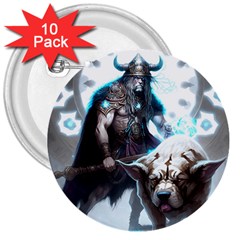 Ai Generated Viking God Fantasy Dog Norse Man 3  Buttons (10 Pack)  by danenraven