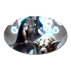 Ai Generated Viking God Fantasy Dog Norse Man Oval Magnet by danenraven