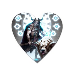 Ai Generated Viking God Fantasy Dog Norse Man Heart Magnet by danenraven