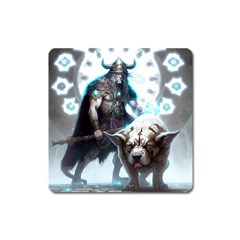 Ai Generated Viking God Fantasy Dog Norse Man Square Magnet by danenraven