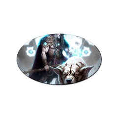 Ai Generated Viking God Fantasy Dog Norse Man Sticker Oval (10 Pack) by danenraven