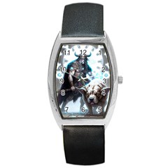 Ai Generated Viking God Fantasy Dog Norse Man Barrel Style Metal Watch by danenraven