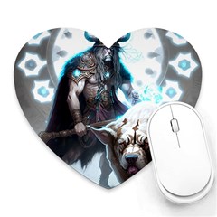 Ai Generated Viking God Fantasy Dog Norse Man Heart Mousepad by danenraven