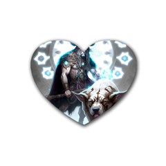 Ai Generated Viking God Fantasy Dog Norse Man Rubber Heart Coaster (4 Pack) by danenraven